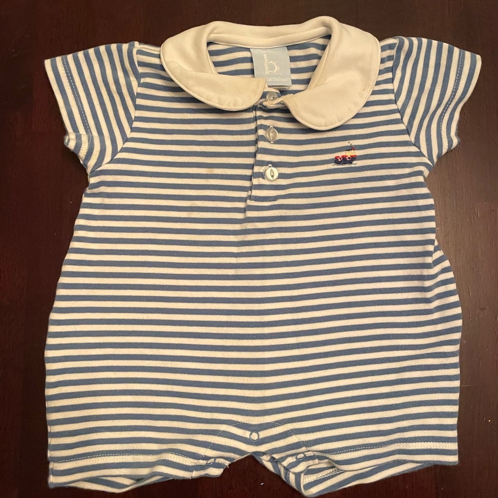 Bella Bliss Blue and White Striped Romper